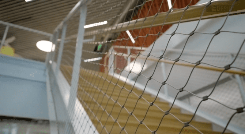 Harvard-inspired library interior safety mesh system